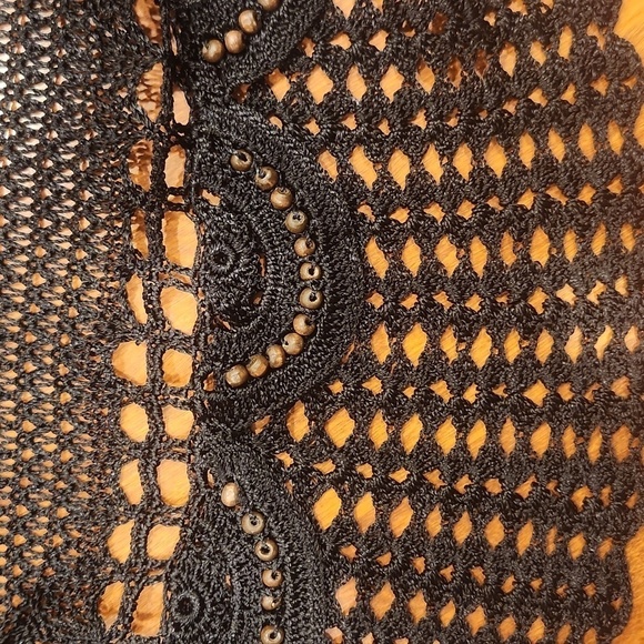 Coldwater Creek Crocheted Tunic Top Sweater Black Rayon Sz L - Picture 9 of 9